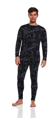 ED HARDY Graphic Fleece Lined Long Underwear for Men - Warm Thermo-Shirts & Long Johns