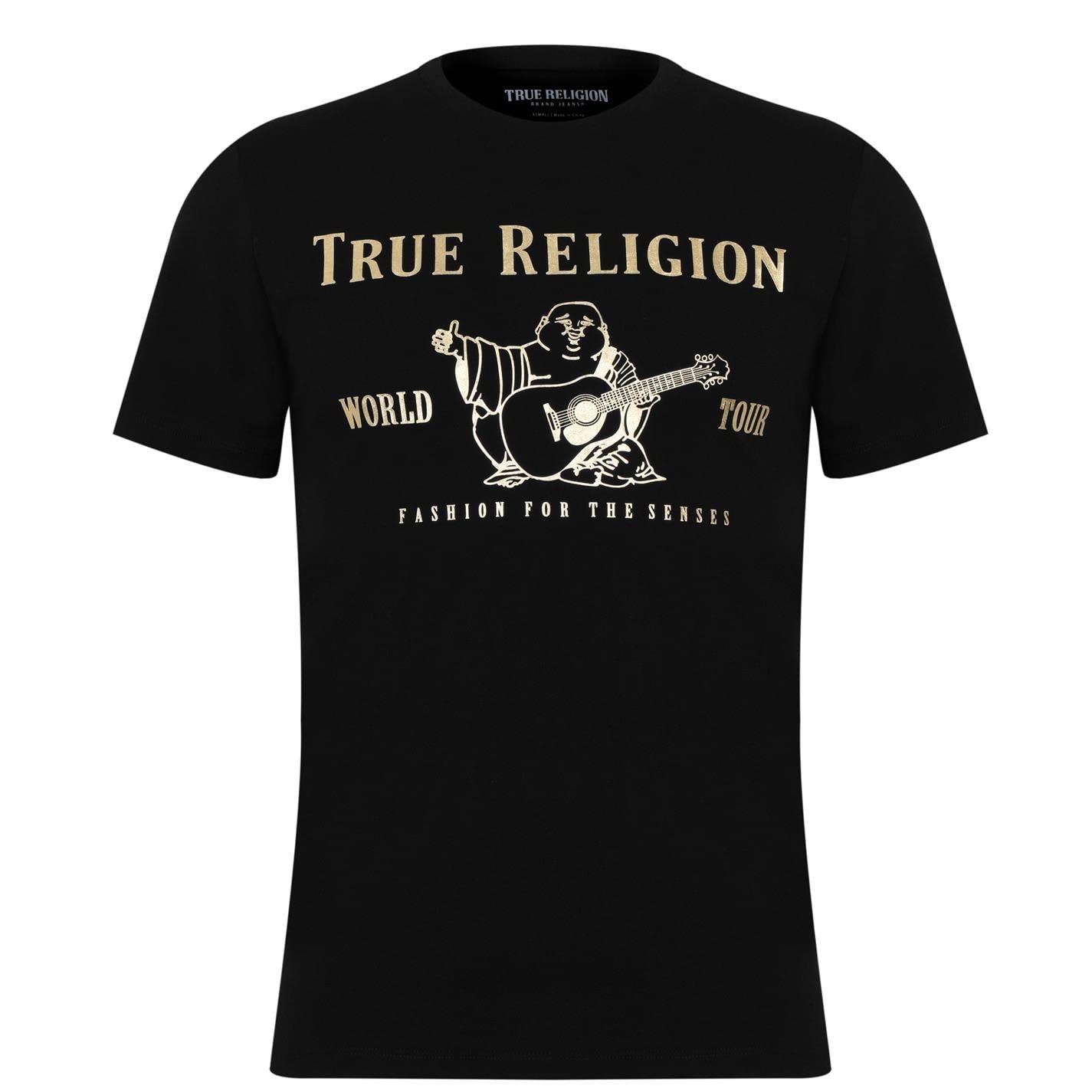 True Religion Men's Black Short Sleeve Metallic Buddha Tee XXXL