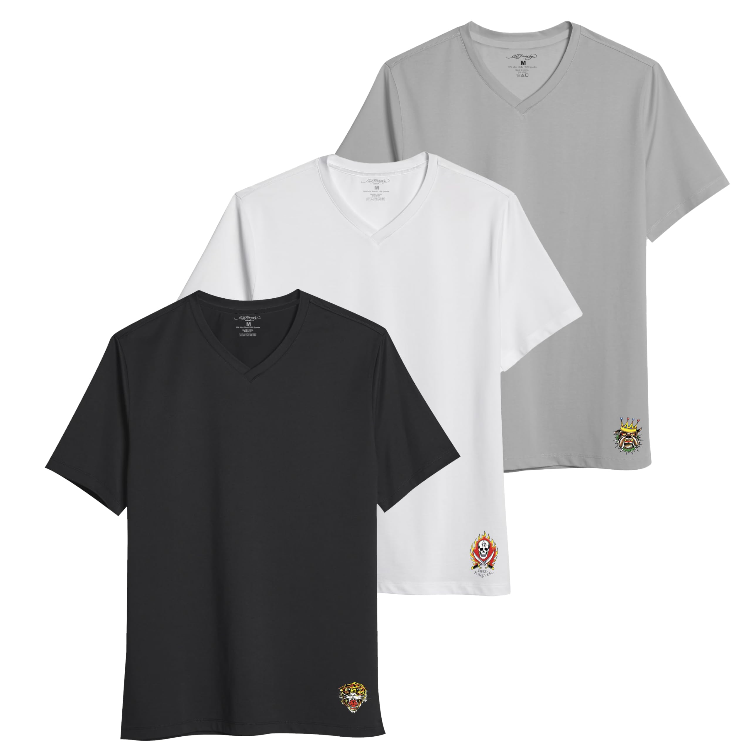  ED HARDY Men's Fitted Micro Modal Short Sleeve Tshirts - Classic Vneck for Gym and Casual Wear
| ED HARDY Men's Fitted 