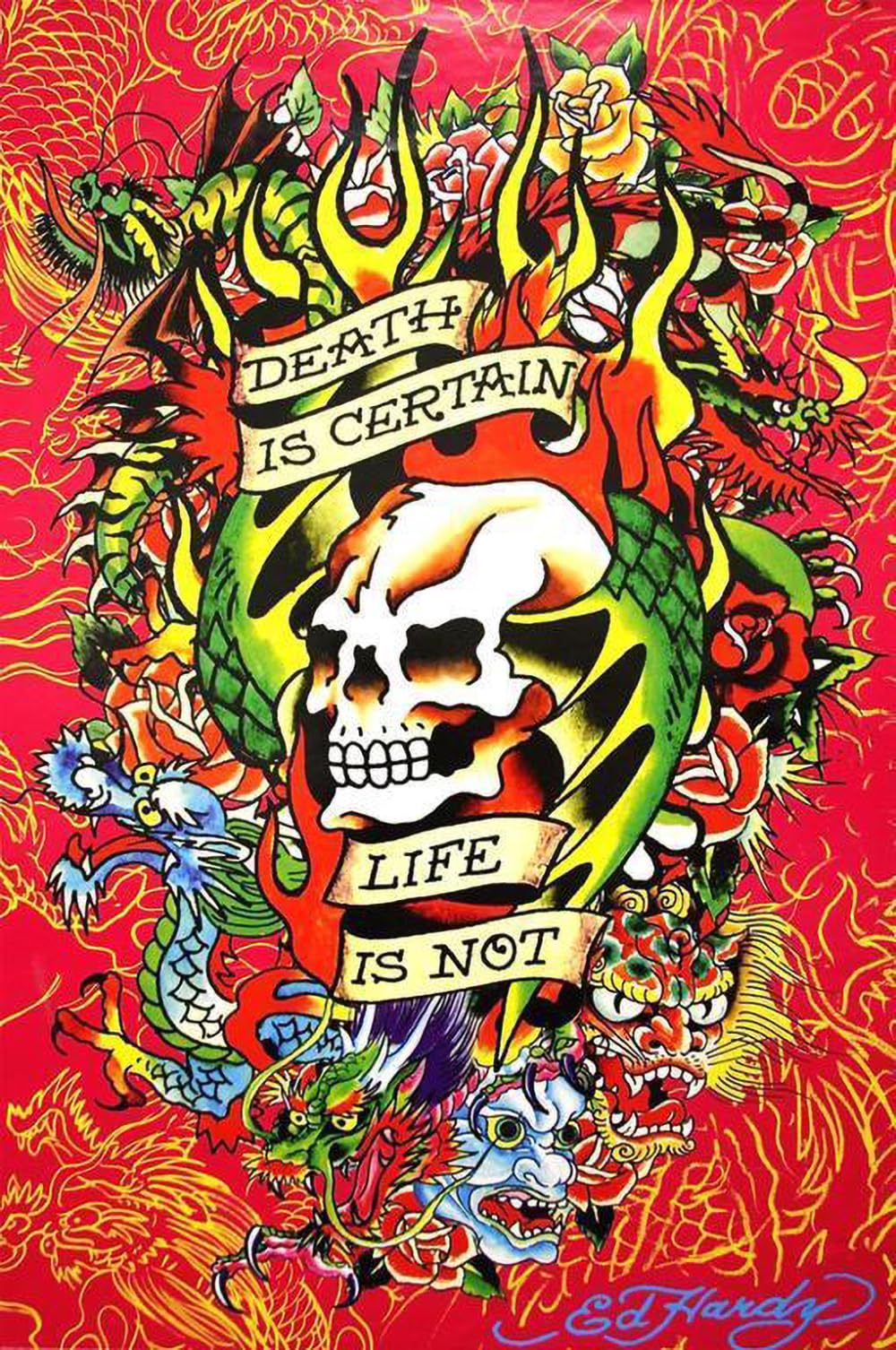 **Ed Hardy Death is Certain - Life is Not Tattoo Art Print Poster for Men and Women at Home and Office**
| **Ed Hardy D