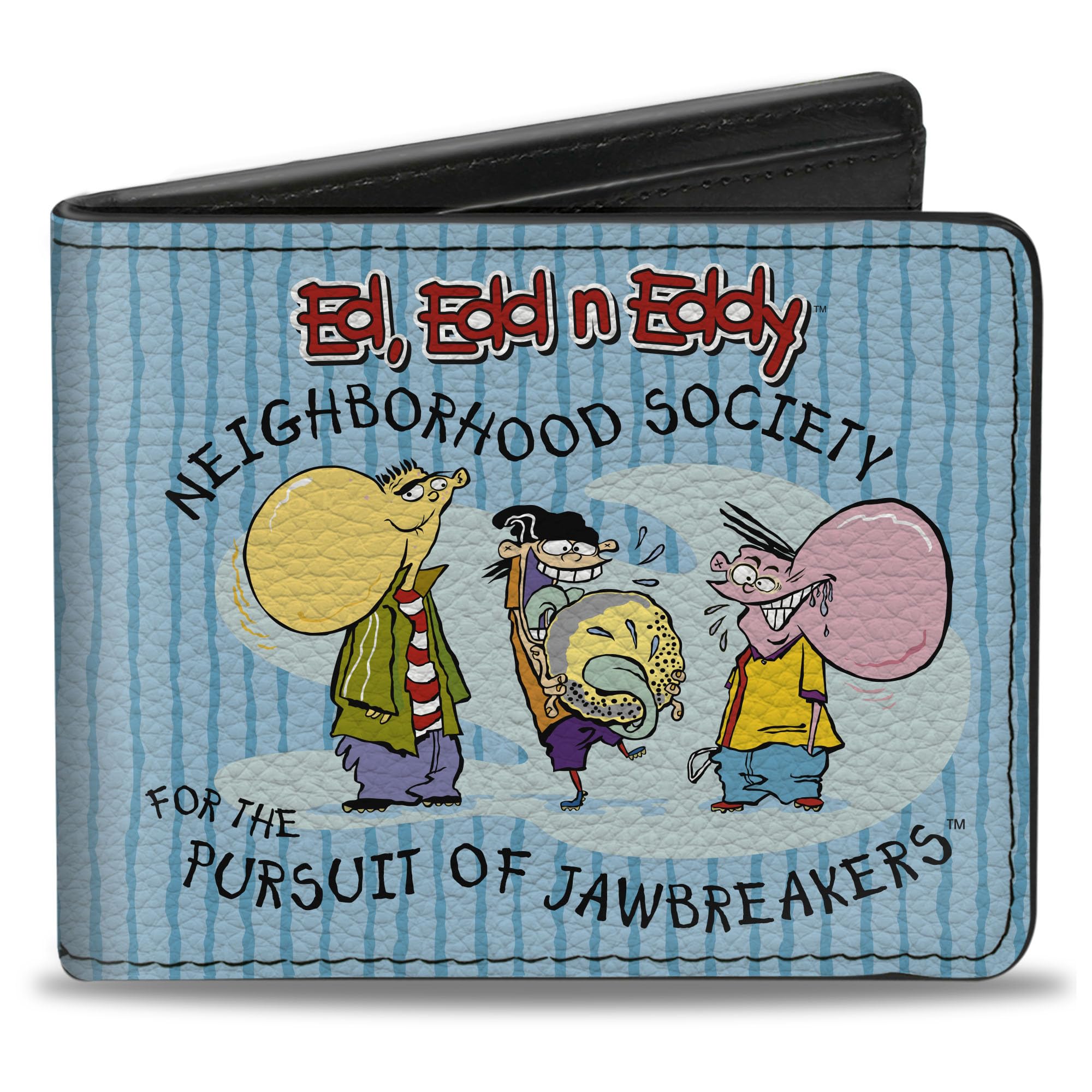Buckle-Down Warner Bros. Animation Ed Edd N Eddy Bifold Wallet, Jawbreakers Pose and Title Logo Blues,Vegan Leather